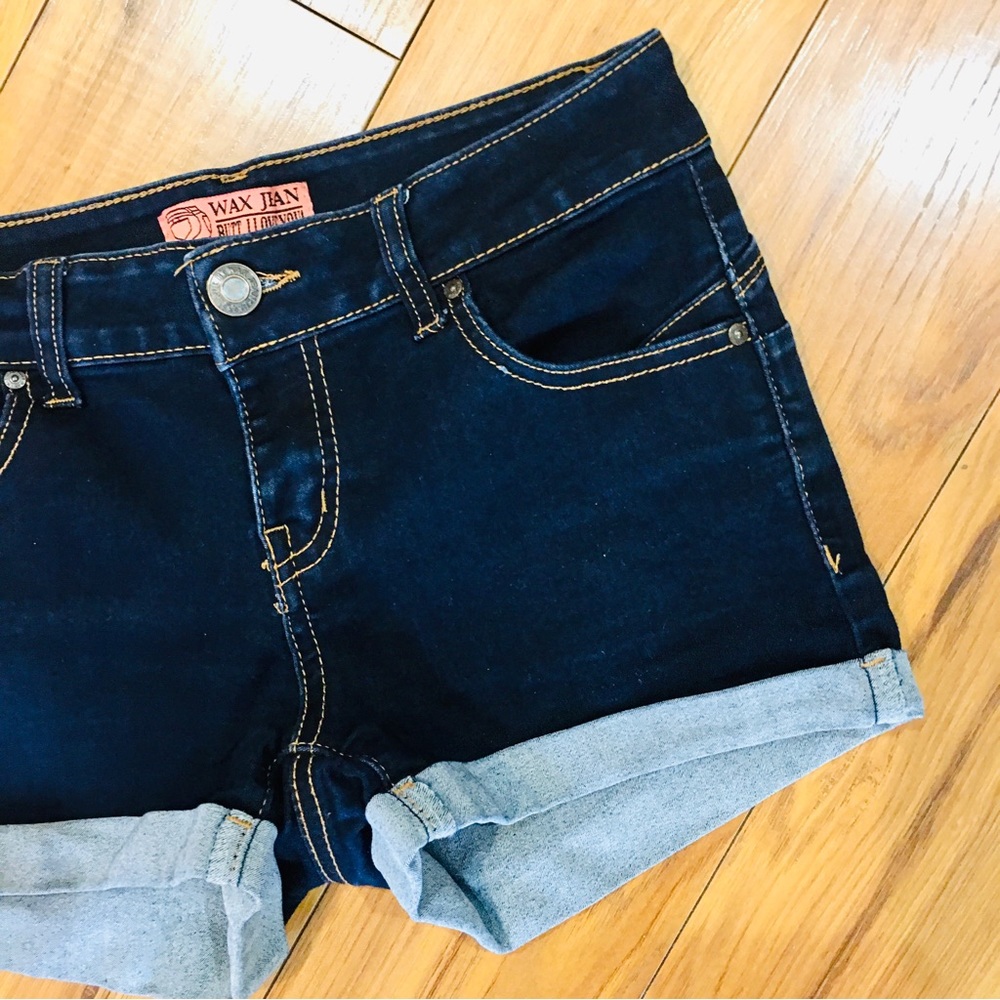 Wax Jeans denim shorts dark rinse super stretch blue small 2